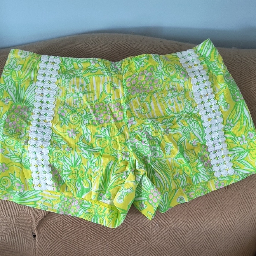Lilly Pulitzer Green and Yellow Floral Shorts